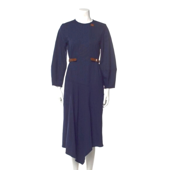 NWT - Tibi Dress Navy in Ponte with faux leather details (fits 6-8) - Picture 1 of 8